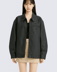 Bronte | Zip-Up Shirt Collar Jacket - Chest Zip Pocket - Relaxed Fit - Side Welt Pockets