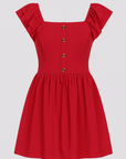 Lydia | Women's Summer Midi Dress – Flared Fit, Ruffle Sleeves & Button Front