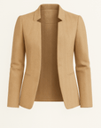 Gisella | Herringbone Knit Blazer - Open Front Design - Slim Tailored Fit - Lightly Padded Shoulders