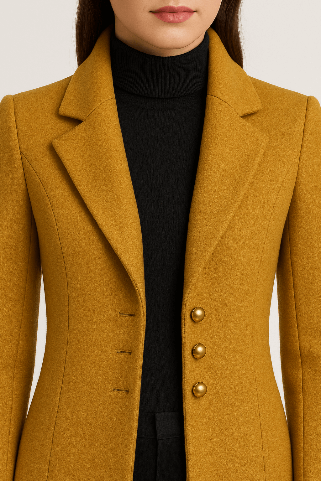 Tessa | Women’s Tailored Wool Coat - Knee-Length - Elegant Lapel Collar - Formal &amp; Business Wear