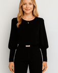 Geneva | Women's Satin Puff Sleeve Blouse – Elegant Relaxed Fit Summer Top for Women