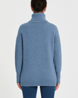 Petra | Women's Oversized Wool Knit Turtleneck Sweater – Asymmetrical Hem & Ribbed Sleeves