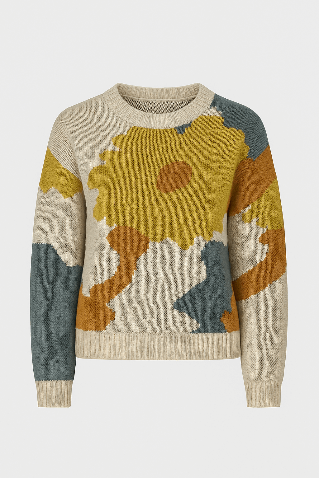 Tatiana | Knit Sweater - Crew Neck - Abstract Floral Design