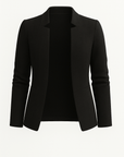 Gisella | Herringbone Knit Blazer - Open Front Design - Slim Tailored Fit - Lightly Padded Shoulders