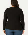 Simone | Women’s Ribbed Wrap Top - V-Neck Long Sleeve - Soft Fiber Blend - All-Season Wear
