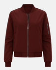 Lilith | Zip-Up Bomber Jacket - Ribbed Hem and Cuffs - Sleeve Zipper Pocket - Lightweight Fabric