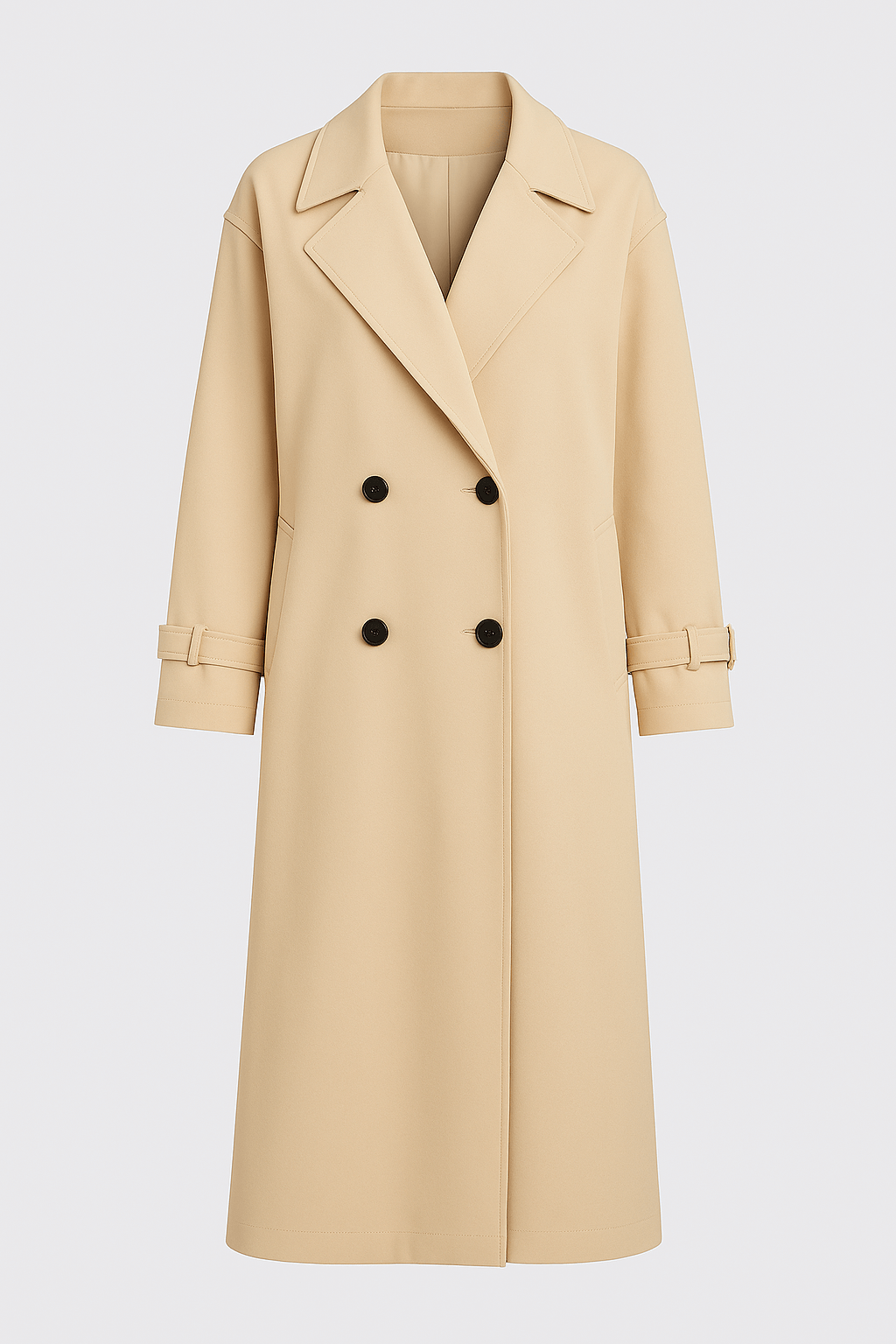 Lucia | Longline Trench Coat - Double-Breasted Closure - Tailored Lapel Collar - Relaxed Fit Silhouette