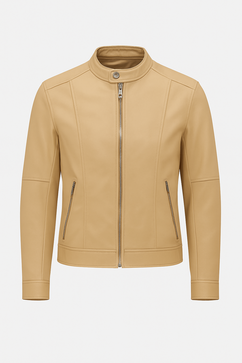 Gloria | Women&#39;s Leather Jacket – Fitted Design with Band Collar &amp; Zip Closure – Stylish &amp; Versatile