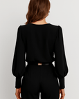 Geneva | Women's Satin Puff Sleeve Blouse – Elegant Relaxed Fit Summer Top for Women