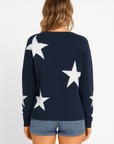Claudia | Women's Oversized Star Pattern Sweater – Cozy Loose Fit Knitted Pullover