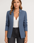 Gisella | Herringbone Knit Blazer - Open Front Design - Slim Tailored Fit - Lightly Padded Shoulders