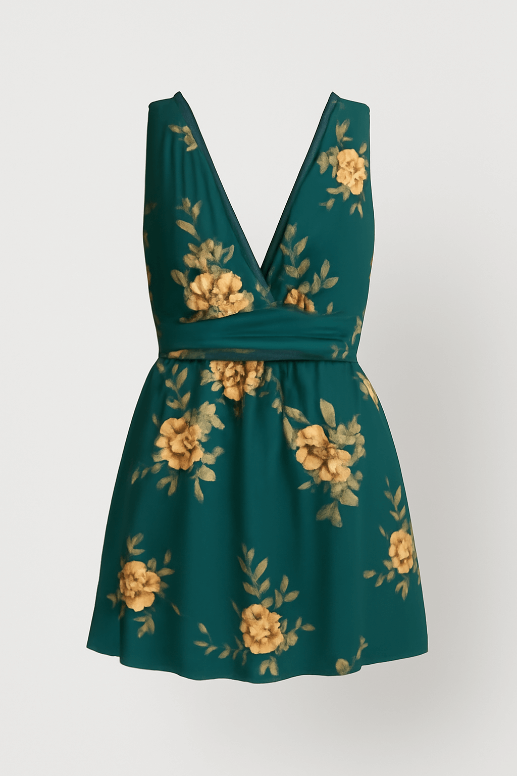 Matilda | Women&#39;s Floral Print Romper – V-Neck, Sleeveless, Cinched Waist – Summer Casual Outfit