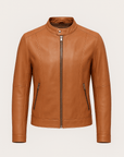 Gloria | Women's Leather Jacket – Fitted Design with Band Collar & Zip Closure – Stylish & Versatile