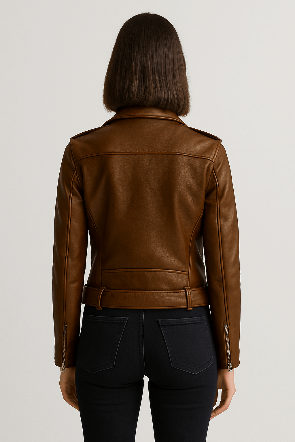 Pauline | Women&#39;s Leather Jacket – Vintage Style with Zipper Closure – Timeless &amp; Versatile