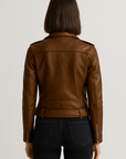 Pauline | Women's Leather Jacket – Vintage Style with Zipper Closure – Timeless & Versatile