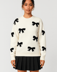 Clarissa | Knit Sweater - Crew Neck - Bow Motif Design