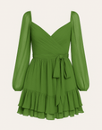 Delia | Women's Summer Mini Dress – Flared Style with Sheer Split Sleeves & Cinched Waist