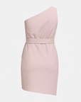 Irene | Women’s One Shoulder Cocktail Dress - Belted Waist - Evening Wear - Party Outfit