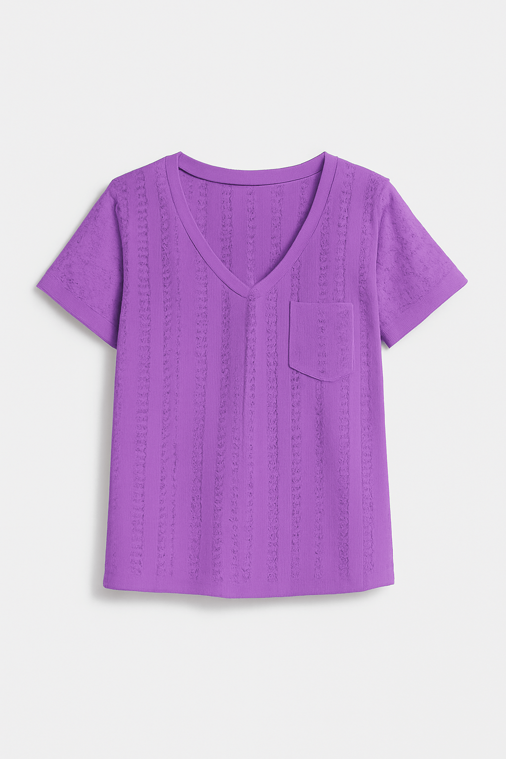 Grace | Women’s Eyelet Pattern T-Shirt - Relaxed Fit - V-Neck - Breathable Lightweight Fabric