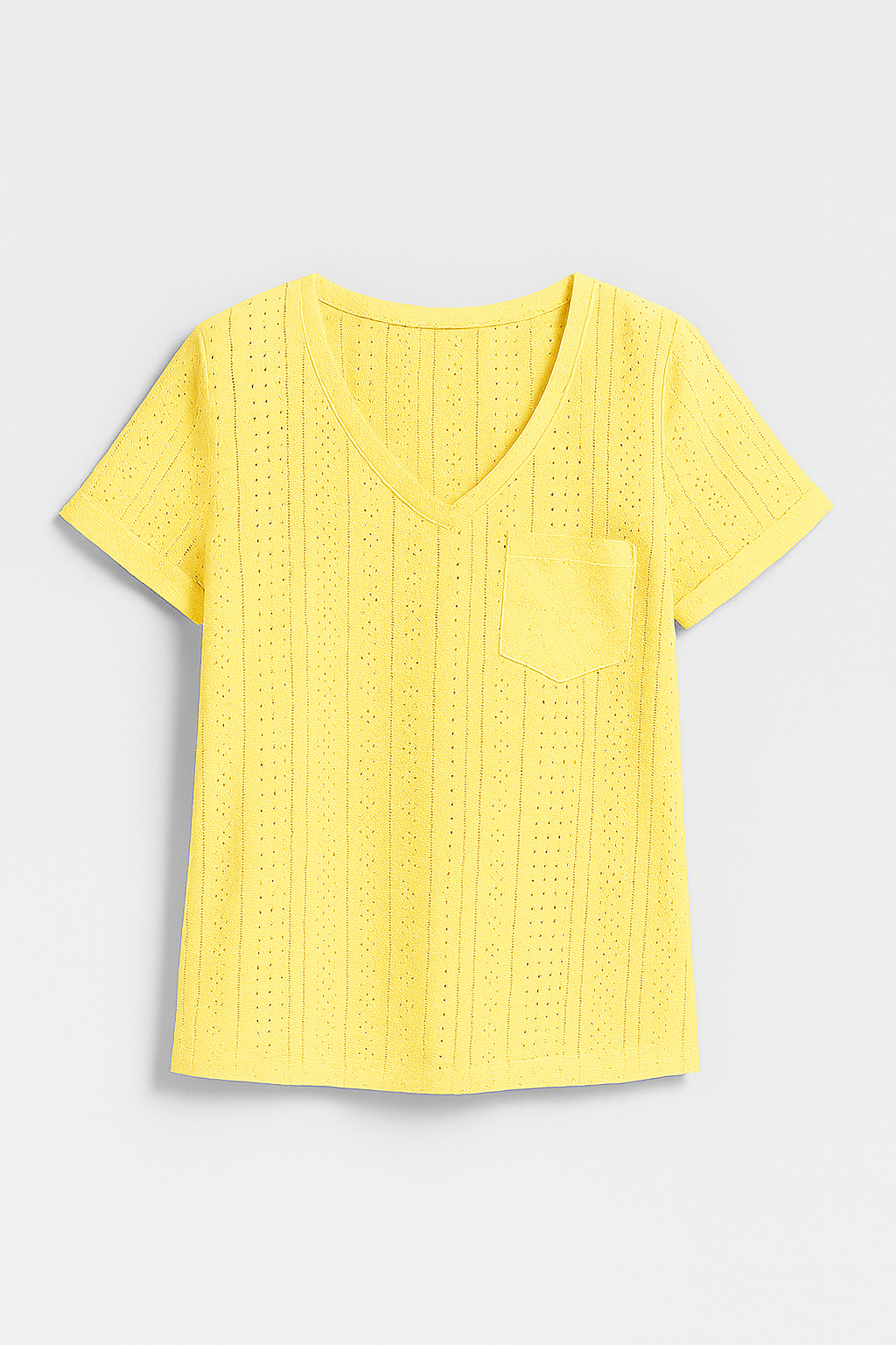 Grace | Women’s Eyelet Pattern T-Shirt - Relaxed Fit - V-Neck - Breathable Lightweight Fabric