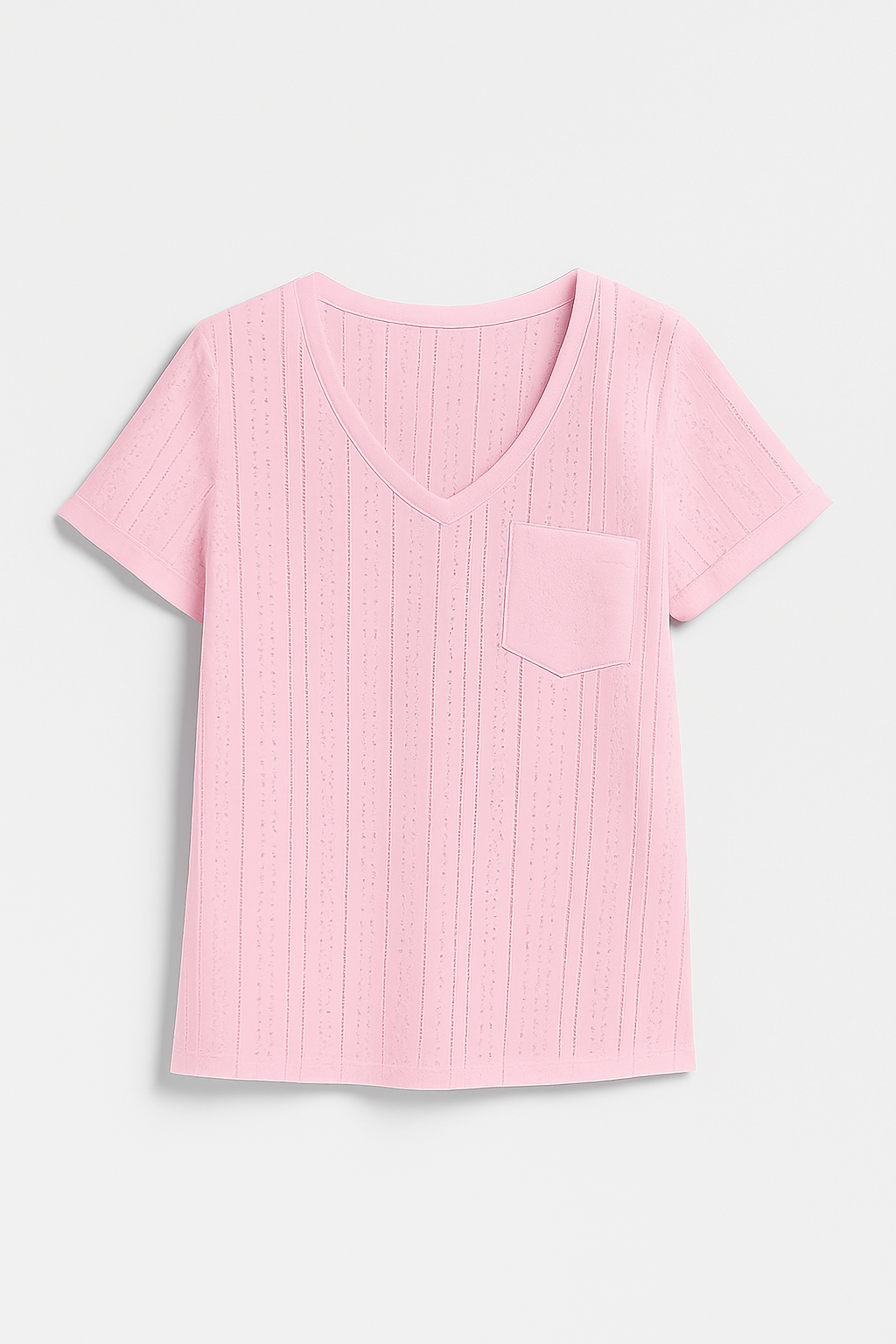 Grace | Women’s Eyelet Pattern T-Shirt - Relaxed Fit - V-Neck - Breathable Lightweight Fabric