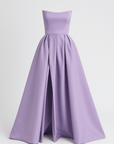 Leah | Strapless Evening Gown - High Slit Skirt - Structured Bodice