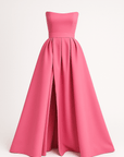 Leah | Strapless Evening Gown - High Slit Skirt - Structured Bodice