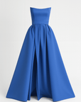Leah | Strapless Evening Gown - High Slit Skirt - Structured Bodice