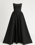 Leah | Strapless Evening Gown - High Slit Skirt - Structured Bodice