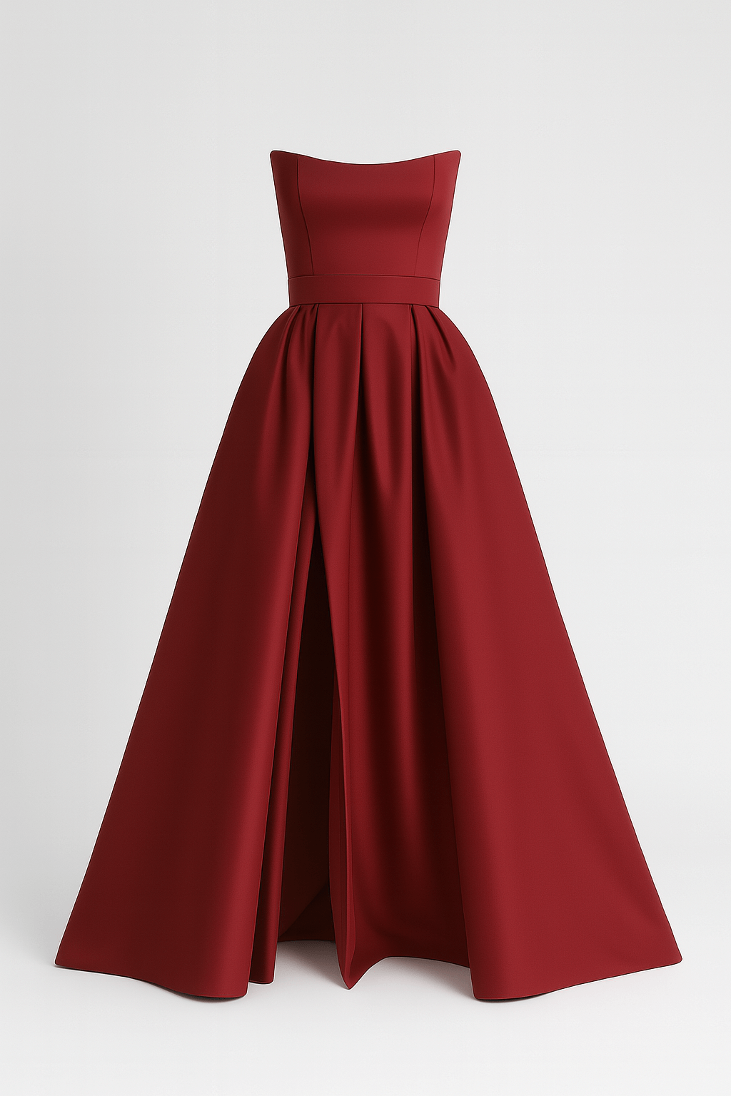 Leah | Strapless Evening Gown - High Slit Skirt - Structured Bodice