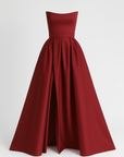 Leah | Strapless Evening Gown - High Slit Skirt - Structured Bodice