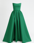 Leah | Strapless Evening Gown - High Slit Skirt - Structured Bodice