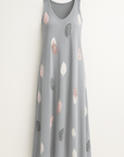 Aurora | Women's Summer Leaf Print Maxi Dress – Relaxed Fit – Sleeveless V-Neck – Breathable Fabric