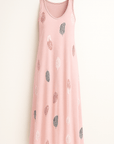 Aurora | Women's Summer Leaf Print Maxi Dress – Relaxed Fit – Sleeveless V-Neck – Breathable Fabric