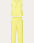 Claire | Two-Piece Lounge Set - Sleeveless Tie Front Top - Wide Leg Pants