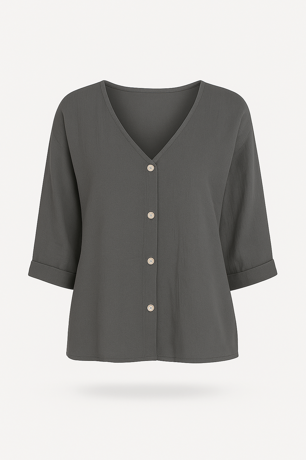 Peyton | Casual V-Neck Button-Down Top with Rolled Sleeves