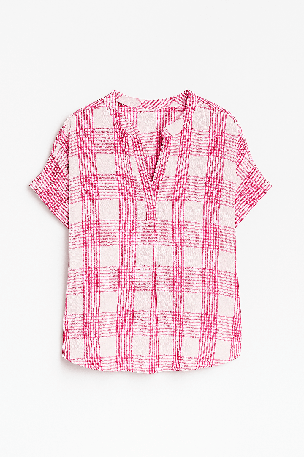 Cora | Casual Checkered Short Sleeve Button-Down Top