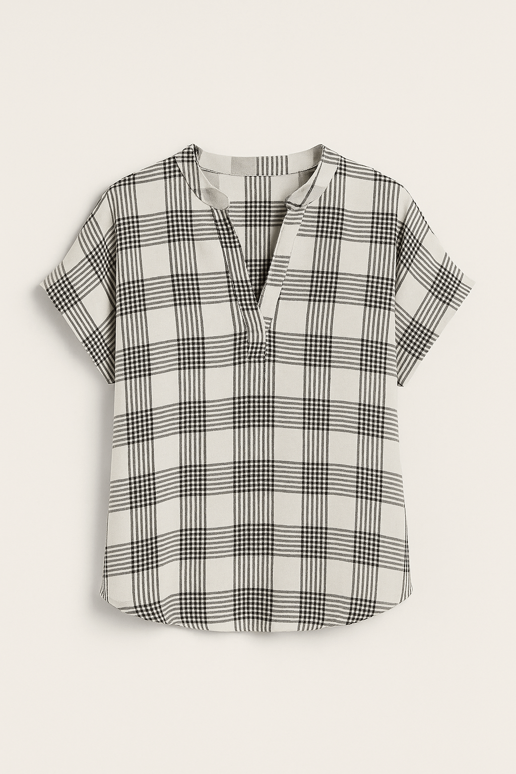 Cora | Casual Checkered Short Sleeve Button-Down Top