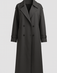 Lucia | Longline Trench Coat - Double-Breasted Closure - Tailored Lapel Collar - Relaxed Fit Silhouette
