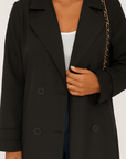 Lucia | Longline Trench Coat - Double-Breasted Closure - Tailored Lapel Collar - Relaxed Fit Silhouette