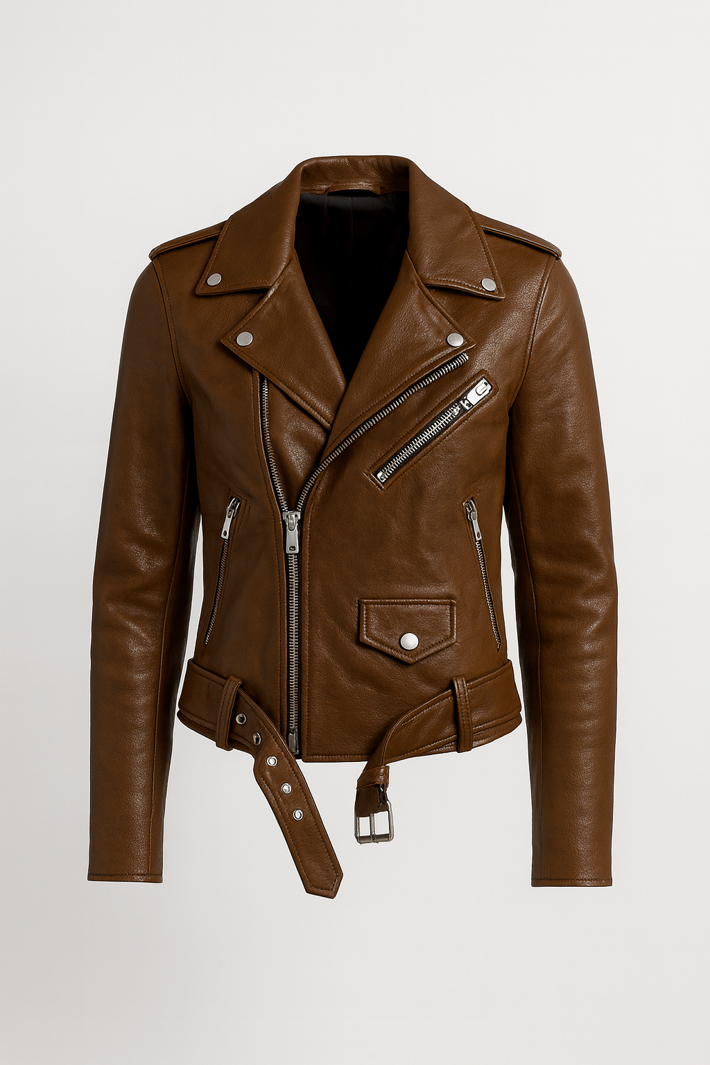 Pauline | Women&#39;s Leather Jacket – Vintage Style with Zipper Closure – Timeless &amp; Versatile