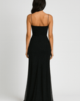 Yvette | Evening Gown - Spaghetti Strap Bodice - High Side Slit - Ruched Waist Detail