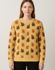 Ramona | Women's Sweater – Autumn Leaf Pattern – Cozy Round Neck Knit