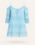 Harper | Boho Lace Mini Dress - Cold Shoulder Sleeves - Crochet Trim - Relaxed Fit