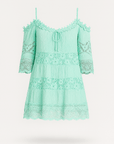 Harper | Boho Lace Mini Dress - Cold Shoulder Sleeves - Crochet Trim - Relaxed Fit
