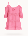 Harper | Boho Lace Mini Dress - Cold Shoulder Sleeves - Crochet Trim - Relaxed Fit