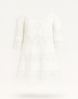 Harper | Boho Lace Mini Dress - Cold Shoulder Sleeves - Crochet Trim - Relaxed Fit