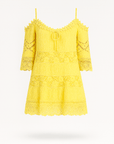 Harper | Boho Lace Mini Dress - Cold Shoulder Sleeves - Crochet Trim - Relaxed Fit