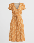 Charlotte | Floral Wrap Midi Dress - Puff Sleeves - Tie Waist - V-Neckline