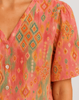 Layla | Women’s Puff Sleeve Blouse - V-Neck - Relaxed Fit - Breathable Top